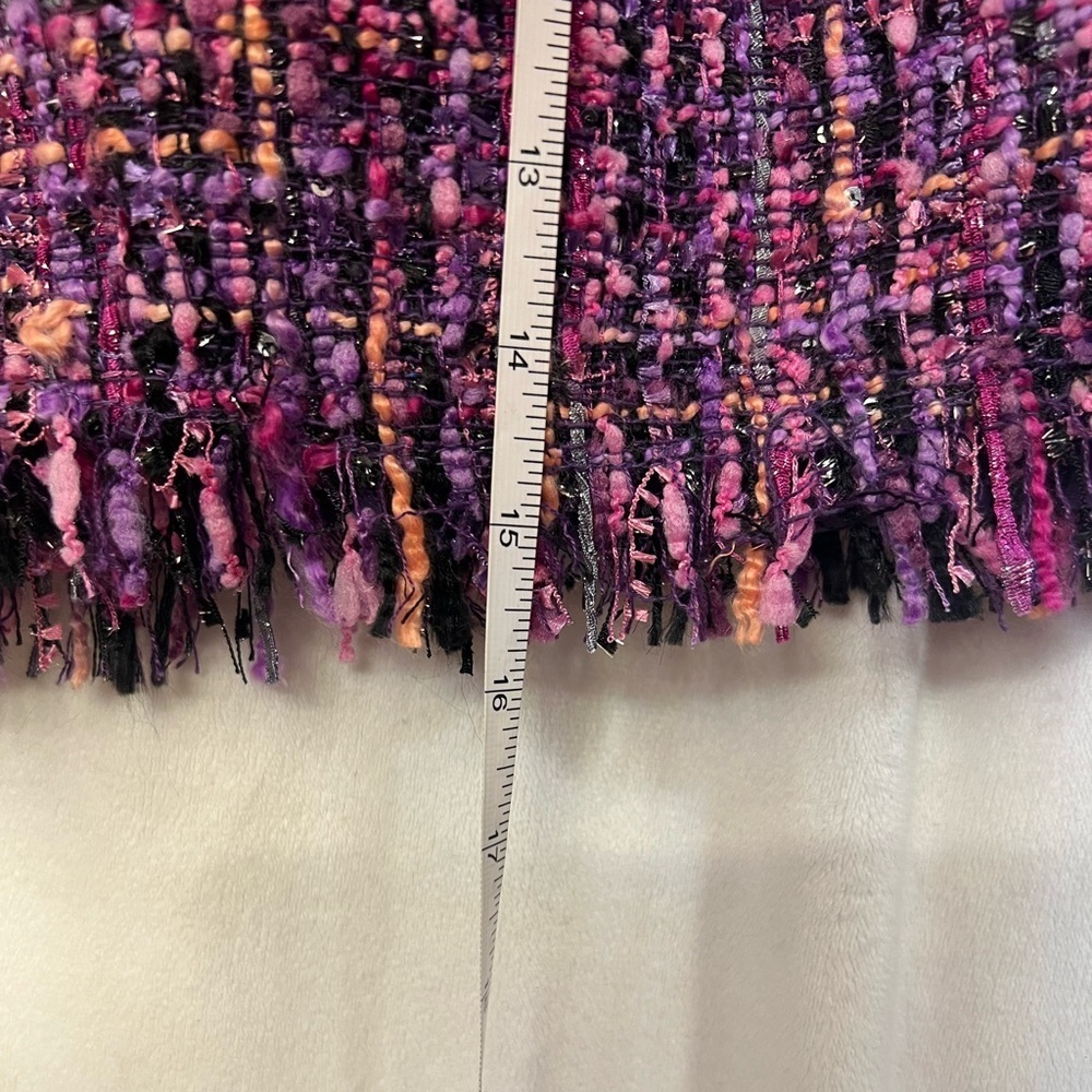 💜💜ZARA PURPLE MULTI METALLIC TEXTURED WEAVE TWEED SKIRT-💜💜NWT - Picture 13 of 16